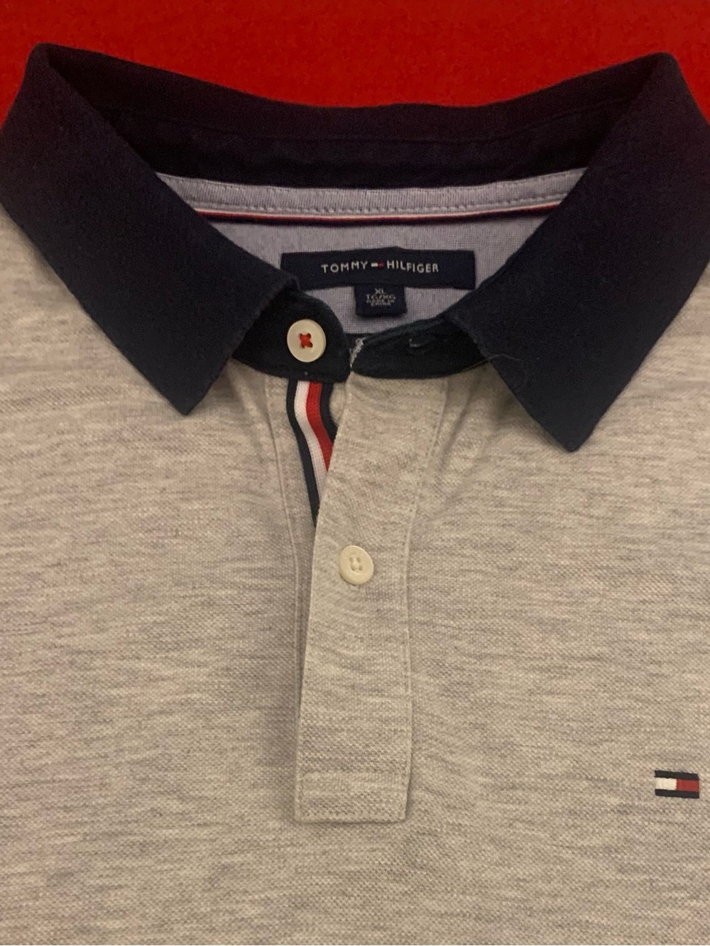 TOMMY HILFIGER SS Grey Red & Blue All Cotton Polo